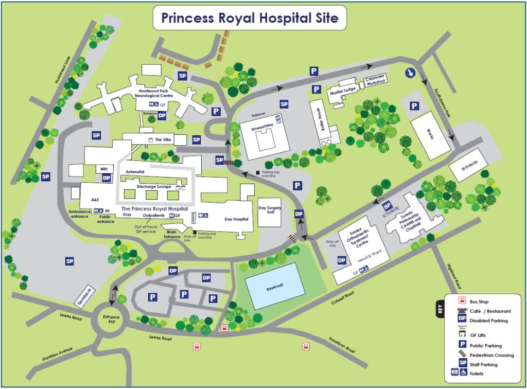 Map of Princess Royal Hospital site