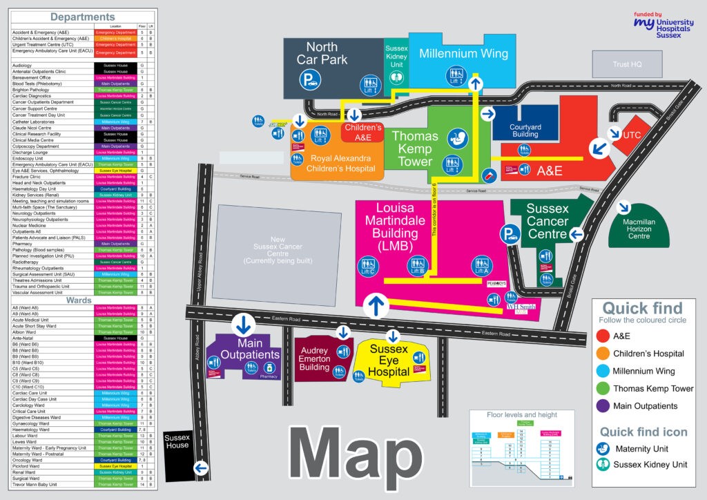 Map of Royal Sussex County Hospital site