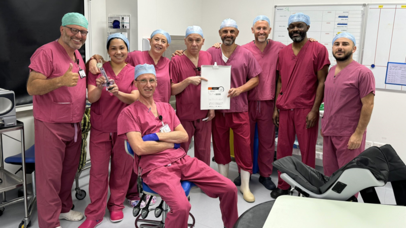 Urology theatre team with their certificate